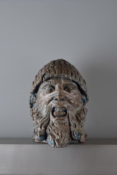 Скульптура под названием "Head of Warrior 17…" - Philipp Rukavishnikov, Подлинное произведение искусства, Бронза