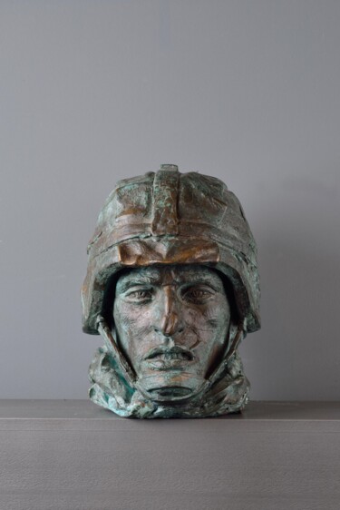 Скульптура под названием "Head of Warrior 09…" - Philipp Rukavishnikov, Подлинное произведение искусства, Бронза