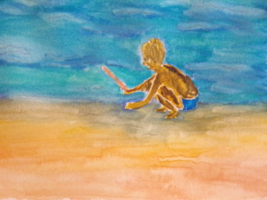 Peinture intitulée "Etude petit garçon" par Philippe Reclus, Œuvre d'art originale, Aquarelle