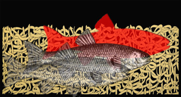 Digital Arts titled "Poissons Rouges III" by Philippe Esfandiary, Original Artwork, Photo Montage