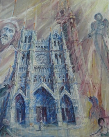 Painting titled "Amiens,façade-et-Be…" by Philippe Lasselin, Original Artwork, Oil