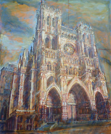 Malerei mit dem Titel "Façade un soir d'au…" von Philippe Lasselin, Original-Kunstwerk, Acryl