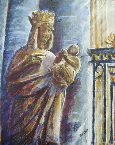 Painting titled "La Vierge confinée" by Philippe Lasselin, Original Artwork, Acrylic