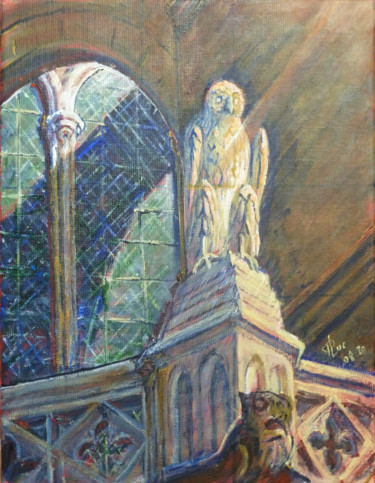 Peinture intitulée "Chouette cathédrale" par Philippe Lasselin, Œuvre d'art originale, Acrylique