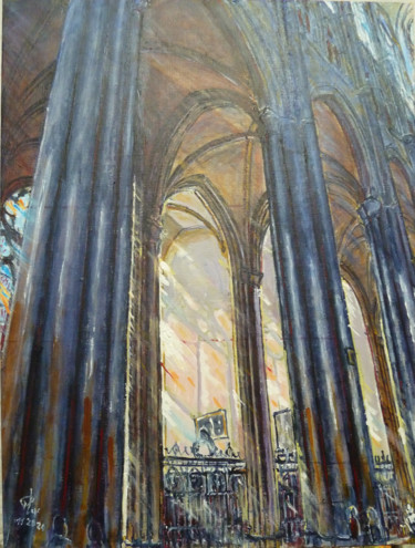 Pintura titulada "Lumière d'un début…" por Philippe Lasselin, Obra de arte original, Acrílico