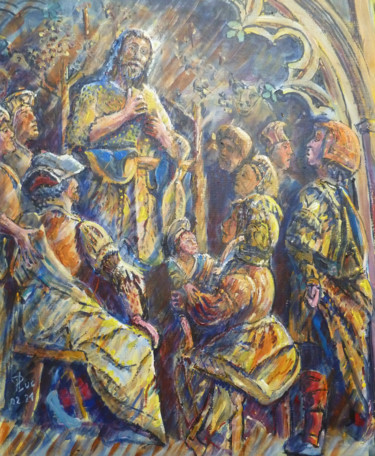 Peinture intitulée "Le prêche de Saint…" par Philippe Lasselin, Œuvre d'art originale, Acrylique