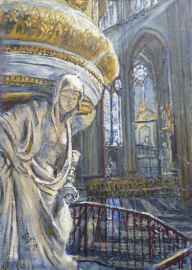Painting titled "Au pied de la chaire" by Philippe Lasselin, Original Artwork, Acrylic