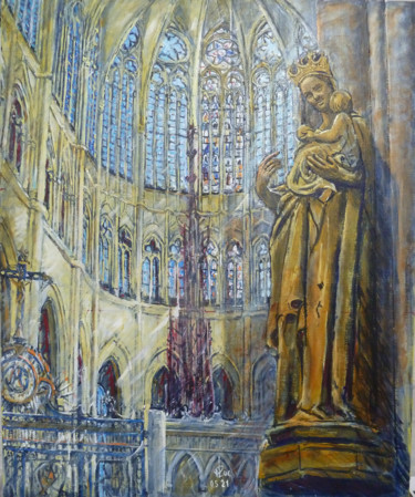 Peinture intitulée "La Vierge d'Amiens" par Philippe Lasselin, Œuvre d'art originale, Acrylique
