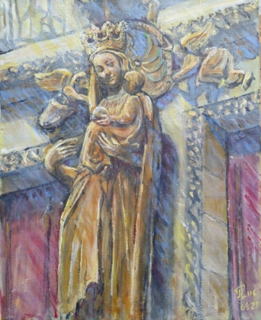 Painting titled "La Vierge au doux v…" by Philippe Lasselin, Original Artwork, Acrylic