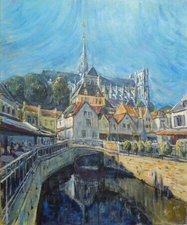 Painting titled "Amiens, place du Do…" by Philippe Lasselin, Original Artwork, Acrylic