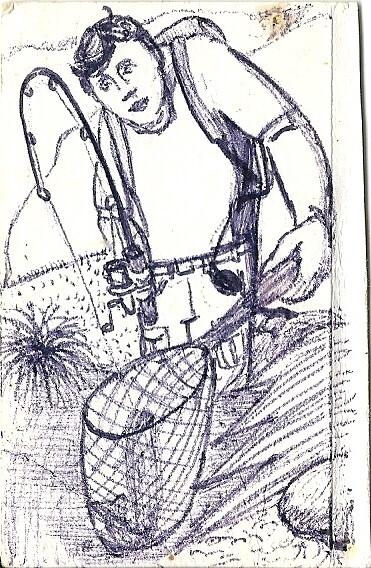 Desenho intitulada "pécheur de truite a…" por Philippe Aguasca, Obras de arte originais, Canetac de aerossol