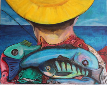 Картина под названием "pêcheur au corps de…" - Philippe Aguasca, Подлинное произведение искусства, Акрил