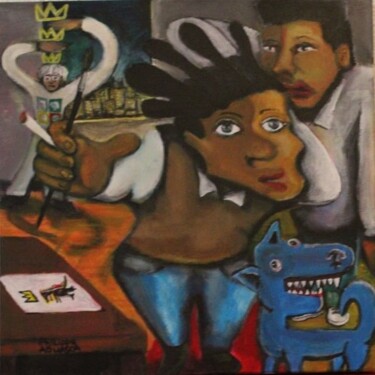 Malarstwo zatytułowany „JM Basquiat peint” autorstwa Philippe Aguasca, Oryginalna praca, Akryl