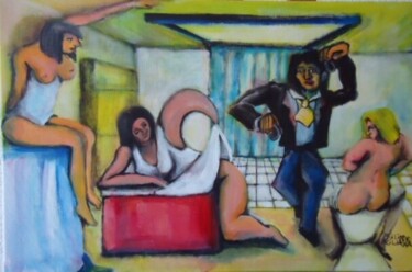 Painting titled "Soirée castagnette" by Philippe Aguasca, Original Artwork, Acrylic Mounted on Wood Stretcher frame