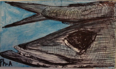 Peinture intitulée "poisson barracuda" par Philippe Aguasca, Œuvre d'art originale, Acrylique