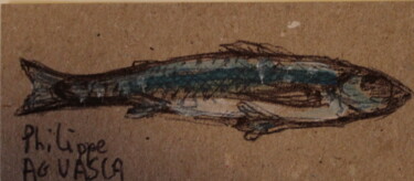 Drawing titled "poisson bleu2" by Philippe Aguasca, Original Artwork, Acrylic