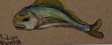 Σχέδιο με τίτλο "poisson bleu dorade…" από Philippe Aguasca, Αυθεντικά έργα τέχνης, Ακρυλικό