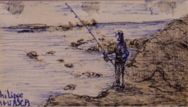 Σχέδιο με τίτλο "pêcheur au coup du…" από Philippe Aguasca, Αυθεντικά έργα τέχνης, Στυλό