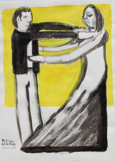 Pintura titulada "Couple qui danse 3" por Philippe Aguasca, Obra de arte original, Acrílico