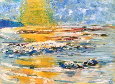 Peinture intitulée "Coucher de soleil s…" par Philippe Allier, Œuvre d'art originale, Huile