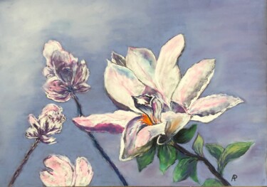 Dessin intitulée "Fleurs de magnolia." par Philippe Allier, Œuvre d'art originale, Pastel