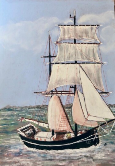 Drawing titled "Hissons les voiles." by Philippe Allier, Original Artwork, Pastel
