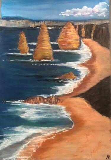 Dessin intitulée "Côtes Australiennes." par Philippe Allier, Œuvre d'art originale, Pastel