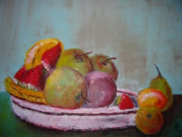 Painting titled "Nature-morte fruits" by Philippe Allier, Original Artwork, Pastel