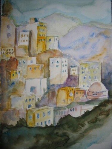 Peinture intitulée "Village en montagne." par Philippe Allier, Œuvre d'art originale