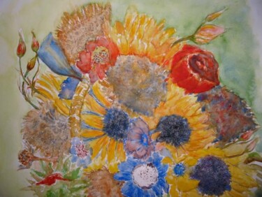 Dessin intitulée "Bouquet de fleurs." par Philippe Allier, Œuvre d'art originale