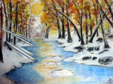Dessin intitulée "Paysage d'hiver." par Philippe Allier, Œuvre d'art originale