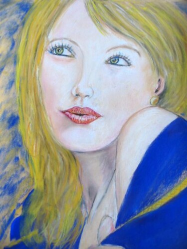 Drawing titled "Une femme blonde" by Philippe Allier, Original Artwork