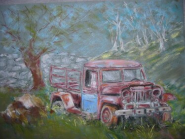 Drawing titled "Le camion rouillé" by Philippe Allier, Original Artwork