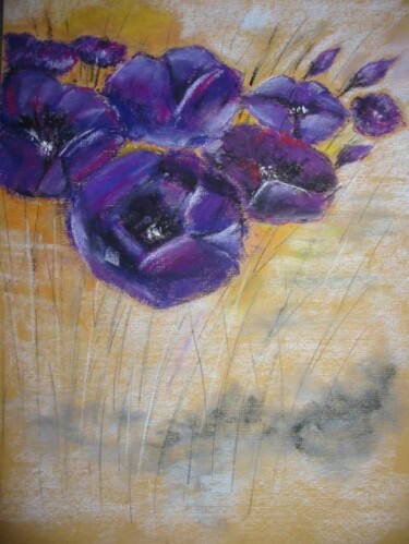 Desenho intitulada "Pavots violets d'ap…" por Philippe Allier, Obras de arte originais