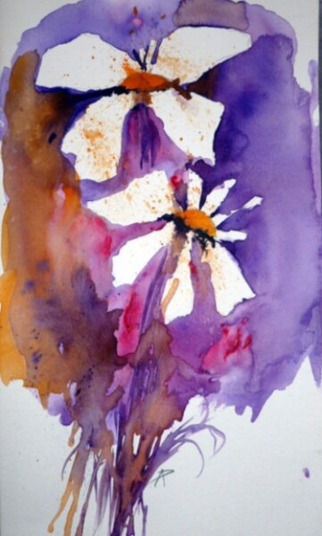 Peinture intitulée "Fleurs" par Philippe Allier, Œuvre d'art originale, Aquarelle