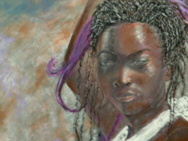 Drawing titled "Regard d' Afrique" by Philippe Allier, Original Artwork, Pastel