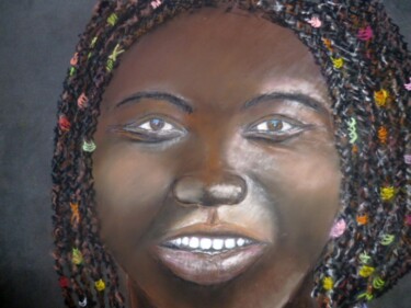 Dessin intitulée "Regard d' Afrique." par Philippe Allier, Œuvre d'art originale, Pastel