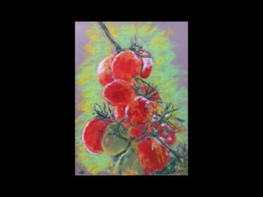 Drawing titled "Grappe de tomates" by Philippe Allier, Original Artwork, Pastel