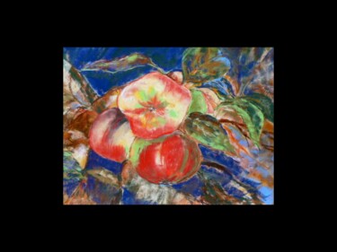 Dessin intitulée "Les pommes." par Philippe Allier, Œuvre d'art originale, Pastel