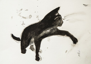 Dibujo titulada "alliet-chat-004.jpg" por Philippe Alliet, Obra de arte original, Tinta