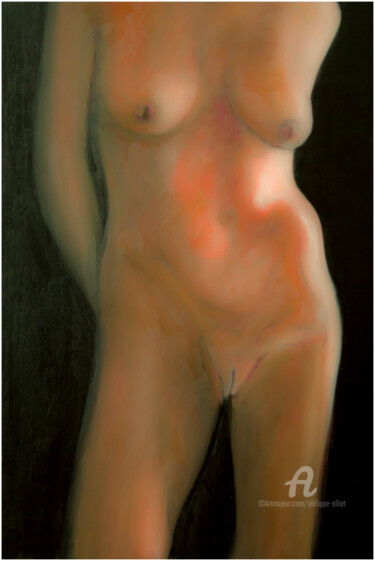 Painting titled "Torse 0001" by Philippe Alliet, Original Artwork, Oil