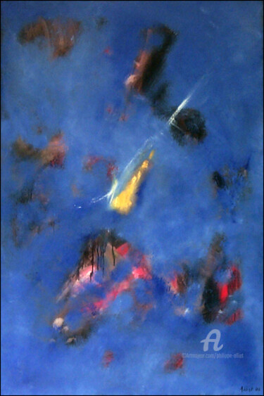 Peinture intitulée "Foudre bleue" par Philippe Alliet, Œuvre d'art originale, Huile