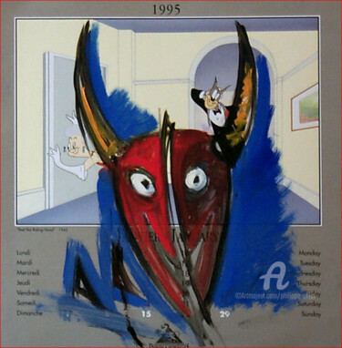 Peinture intitulée "1995-Palimpseste ca…" par Philippe Alliet, Œuvre d'art originale
