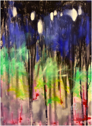 Painting titled "Abstrait forestier…" by Philippe Alliet, Original Artwork, Oil