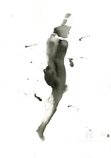 Drawing titled "Silhouette instanta…" by Philippe Alliet, Original Artwork, Ink