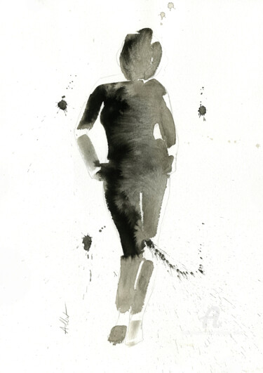 Drawing titled "Silhouette instanta…" by Philippe Alliet, Original Artwork, Ink Mounted on Cardboard