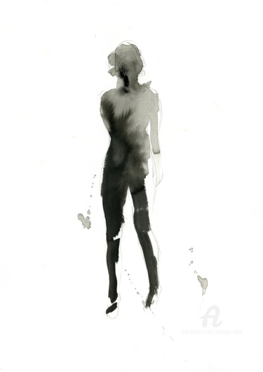 Dessin intitulée "Silhouette instanta…" par Philippe Alliet, Œuvre d'art originale, Encre Monté sur Carton