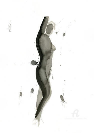 Dessin intitulée "Silhouette instanta…" par Philippe Alliet, Œuvre d'art originale, Encre