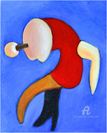 Painting titled "La robe rouge" by Philippe Alliet, Original Artwork, Oil