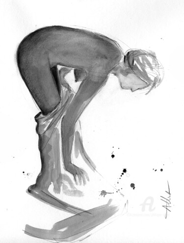 Desenho intitulada "ND 002" por Philippe Alliet, Obras de arte originais, Tinta